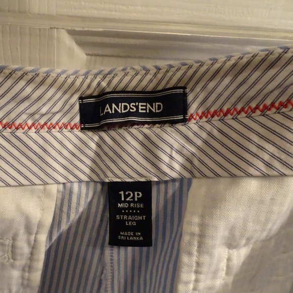 Lands' End Jeans Lands End Midrise Bluestriped Seersucker Capris 2